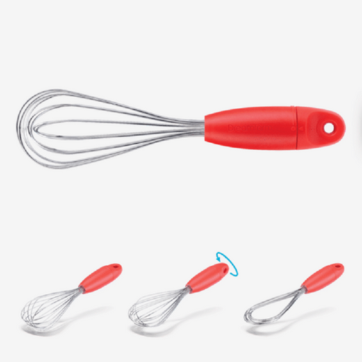 Set of 4 Collapsible Whisks - 2 in 1 Balloon Whisk + Flat Whisk - Folds  Flat for Storage/Dual Use - 11.5 H (4)