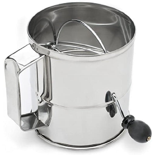 HIC Harold Import Co. Mrs. Anderson's Baking Hand Crank Flour Icing Sugar Sifter, Stainless Steel, 5-Cup