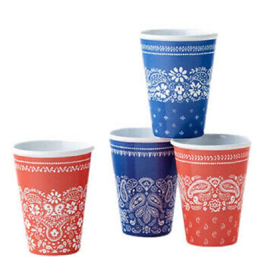 Western Cups, Set of 4 12 Oz Melamine Cups, Western Tumblers