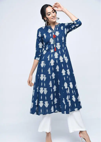 Buy Stylish Cotton Fabric Designer Kurti in Green Color Online - SALV3133 |  Appelle Fashion
