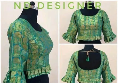 Deep square back neck blouse designs