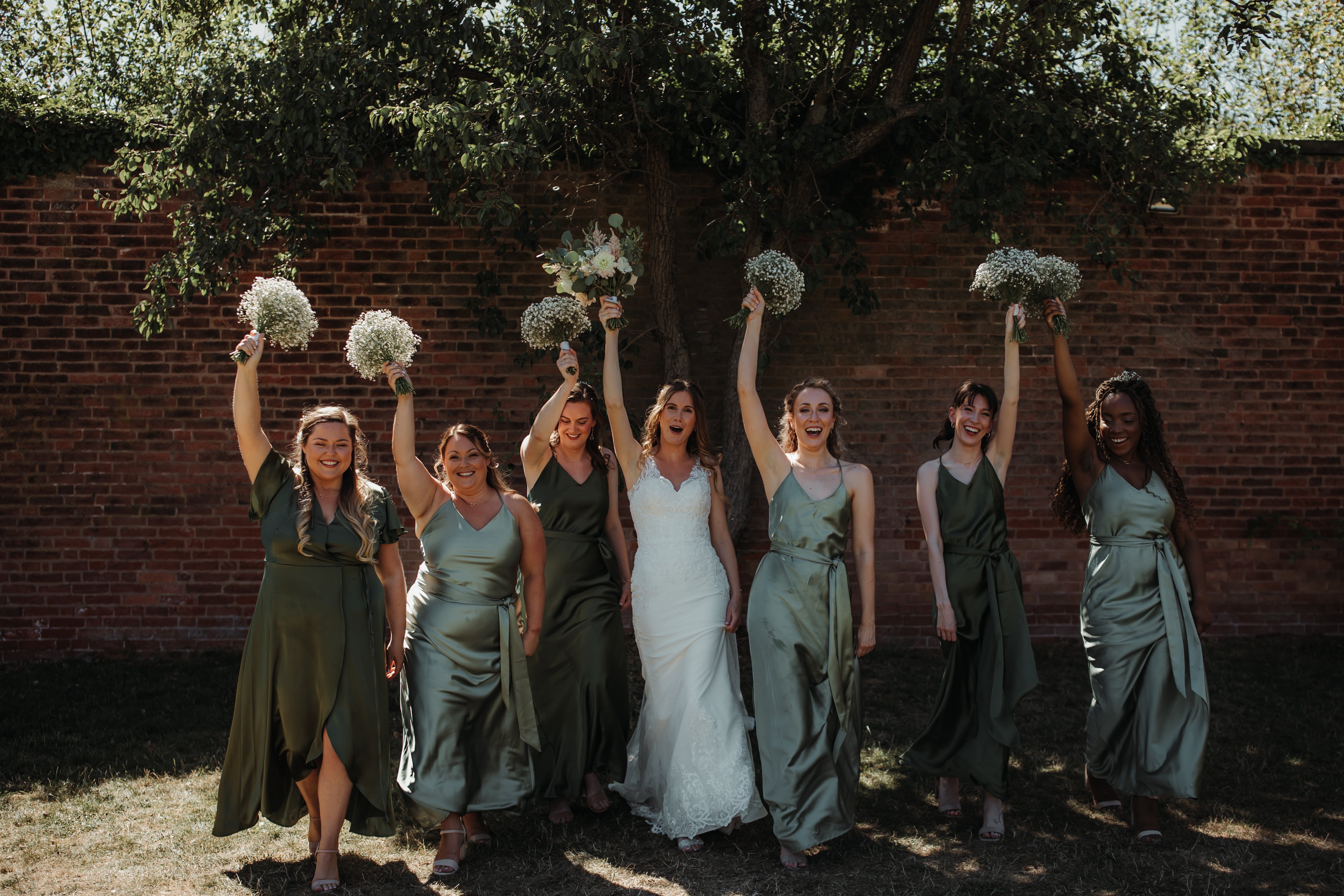 Sage green and olive green bridesmaids dresses