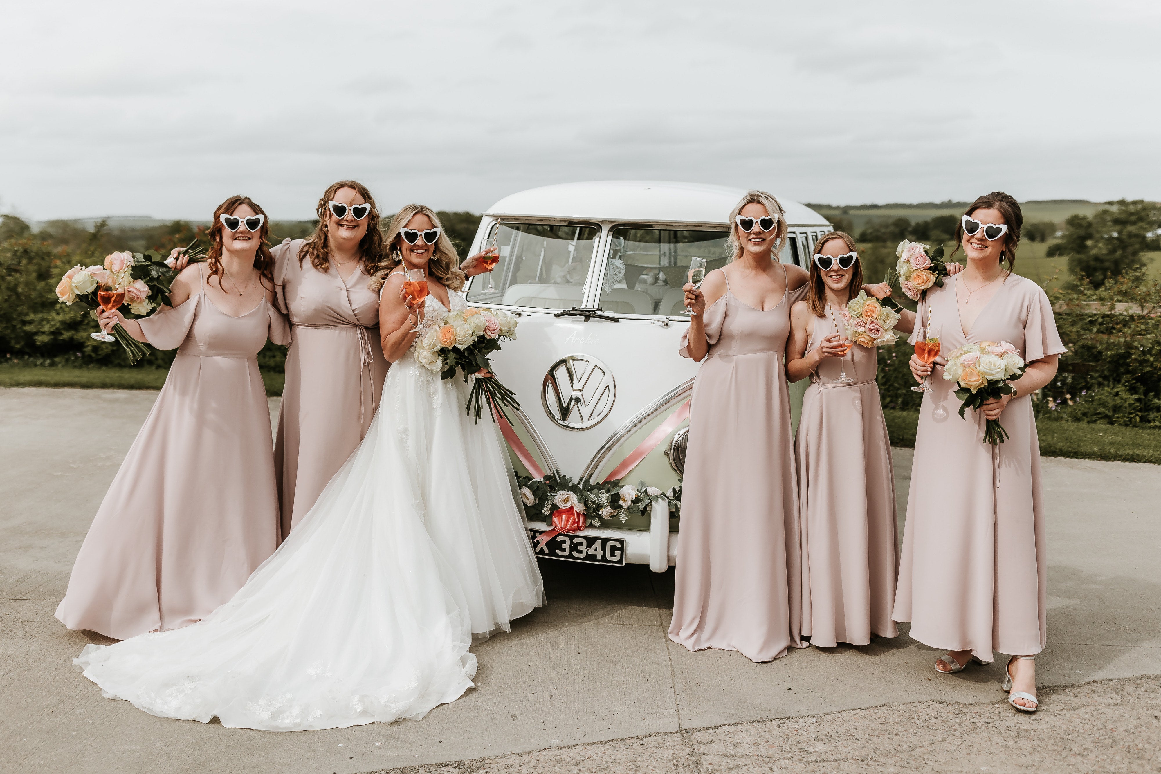 Blush pink bridesmaids dresses