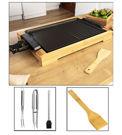 Plancha eléctrica Cecotec Tasty&Grill 2000 Bamboo LineStone 2000W  madera/gris