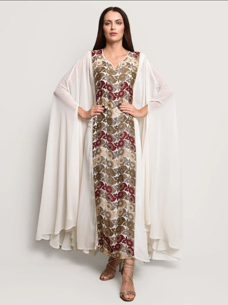 Chiffon embroidered kaftan dress – Brokar Abaya