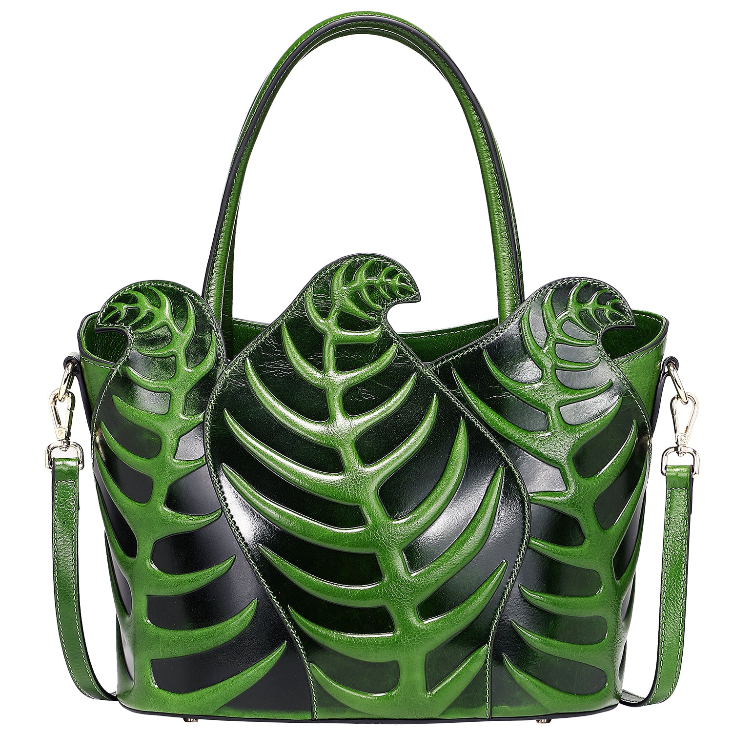 Designer Shoulder Handbag Leaf Genuine Leather Top Handle Satchel Bag ...