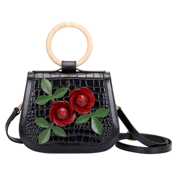 PIJUSHI Designer Leather Handbags for Women Ladies Floral Crossbody  Shoulder Bags Clutch Purse (20093 Black): Handbags