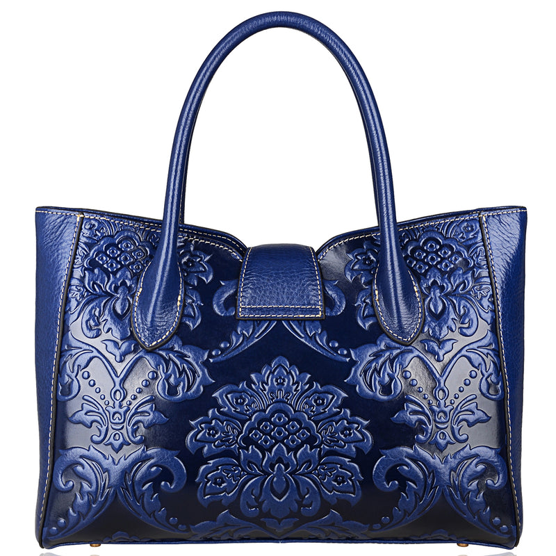 Designer Handbags For Women Embossed Floral Top Handle Handbag – PIJUSHI