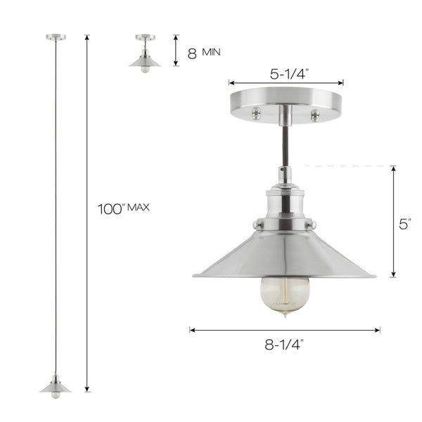 Andante Industrial Factory Pendant Light w/Metal Shade & Linea Lighting ...