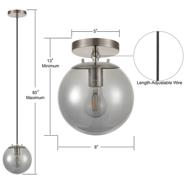 Sferra LED Industrial Kitchen Pendant Light - Smoke Glass & Linea ...