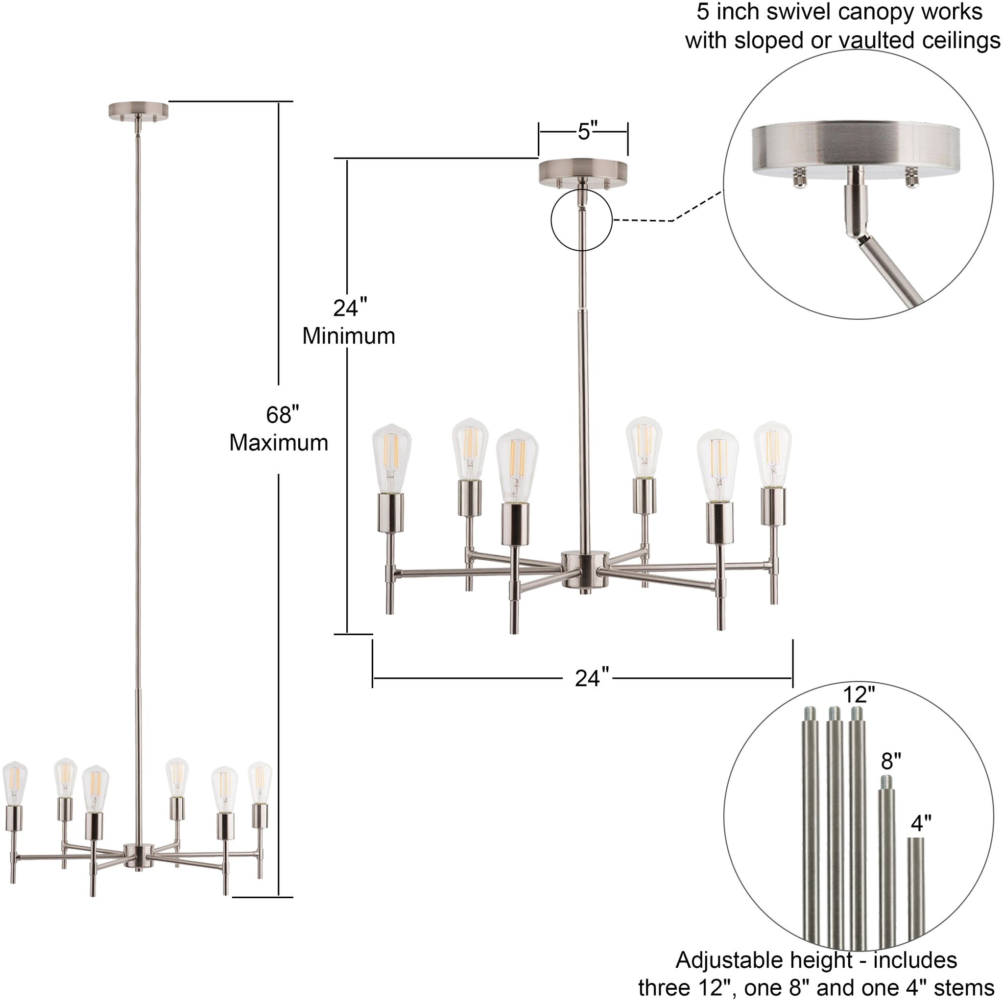 Bella 6 Light Chandelier, LED bulbs included & Linea Lighting | Modern ...