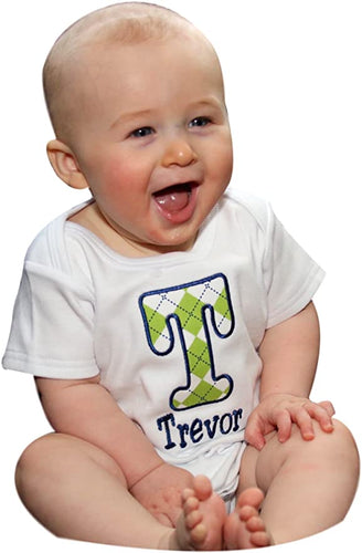 Embroidered Tie Bodysuit Romper for Baby Boys - Personalized with