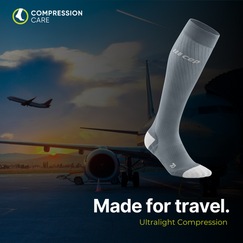 CEP ultralight knee high compression sock Compression Care Grey, Plane, airport