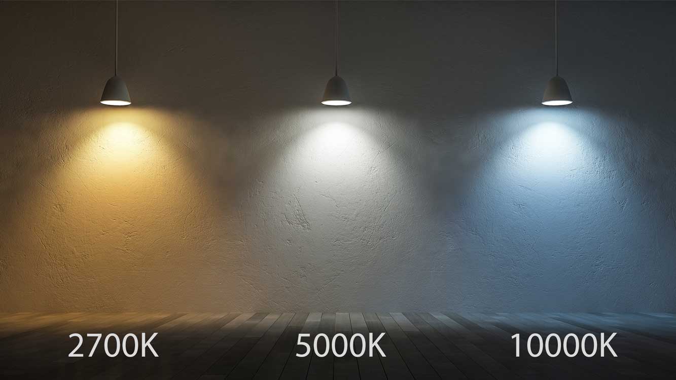 The difference of Color Temperature at 2700K, 5000K, and 10,000K