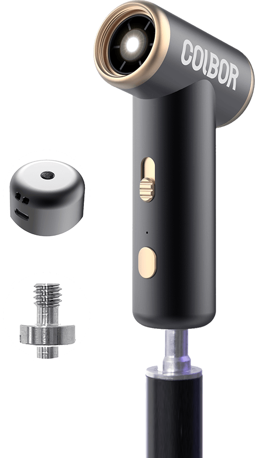 COLBOR AirMaxx A1 has a 1/4'' screw hole and comes with an LED light.