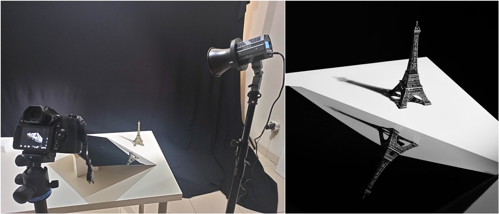 A lighting example of COLBOR CL60 in product photography.