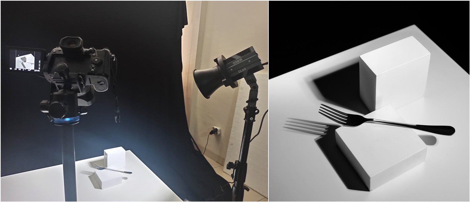 COLBOR CL60 offers LED lighting for product photography. At the right is the output product photo.