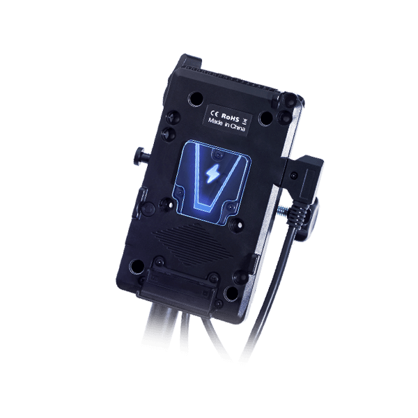 COLBOR CL100 LED light for video recording can be powered by a V-mount battery together with the COLBOR VBS battery plate.