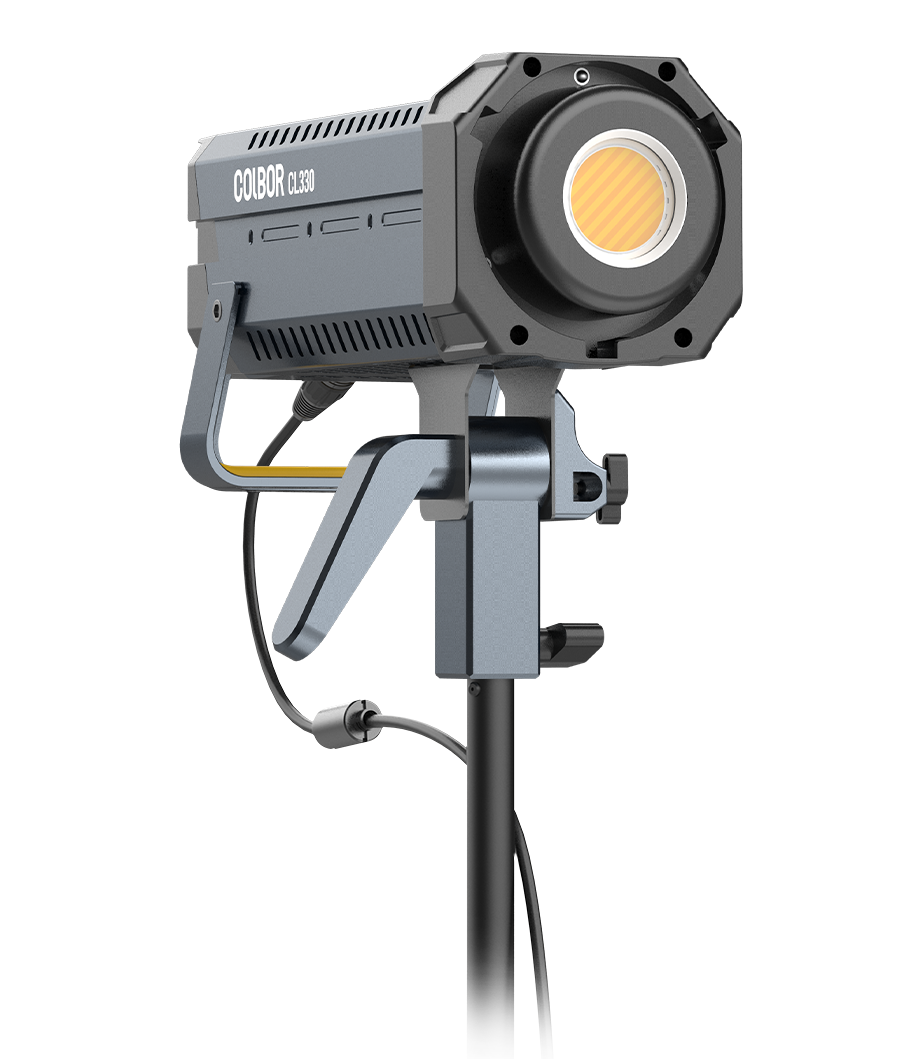 COLBOR CL330 best LED studio lights for photography are designed with Bowens mount, lamp grip, locking grip, and bracket.