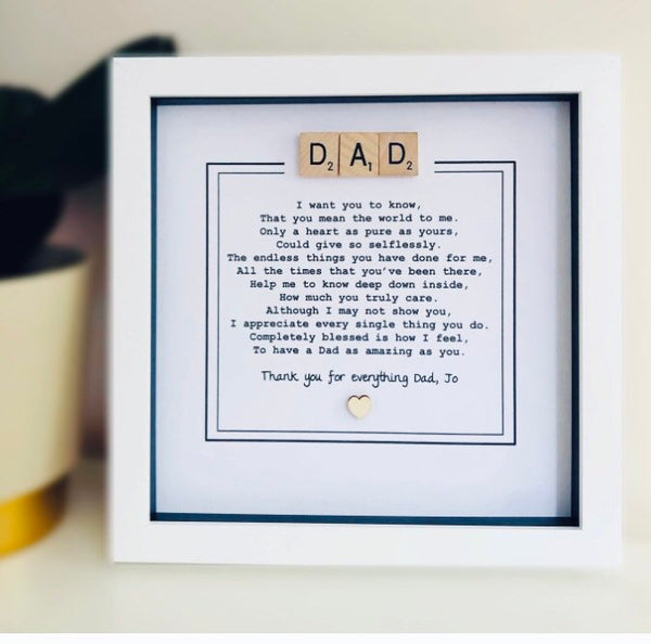 Dad Gift, Personalised Thank You Dad Gifts, Fathers Day Gift for Grandad,  Grandad Grandpa Gramps Gifts, Dad Poem Clear Blocks With Grey Bag -   Norway