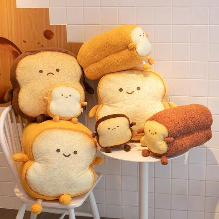 Kawaii Plush Toy| Emotion Toast Bread Plush Soft Stuffed Toy Snuggly Food Plushie Pillow