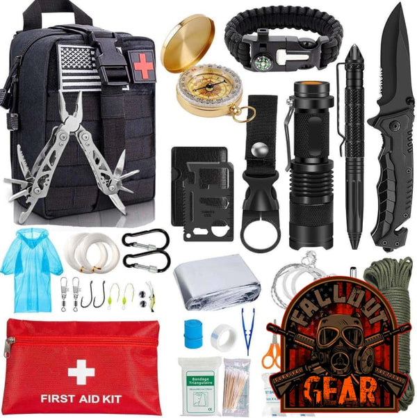 Cisvio 14-in-1 Outdoor Emergency Survival Gear Kit Camping Tactical Tools SOS EDC Case