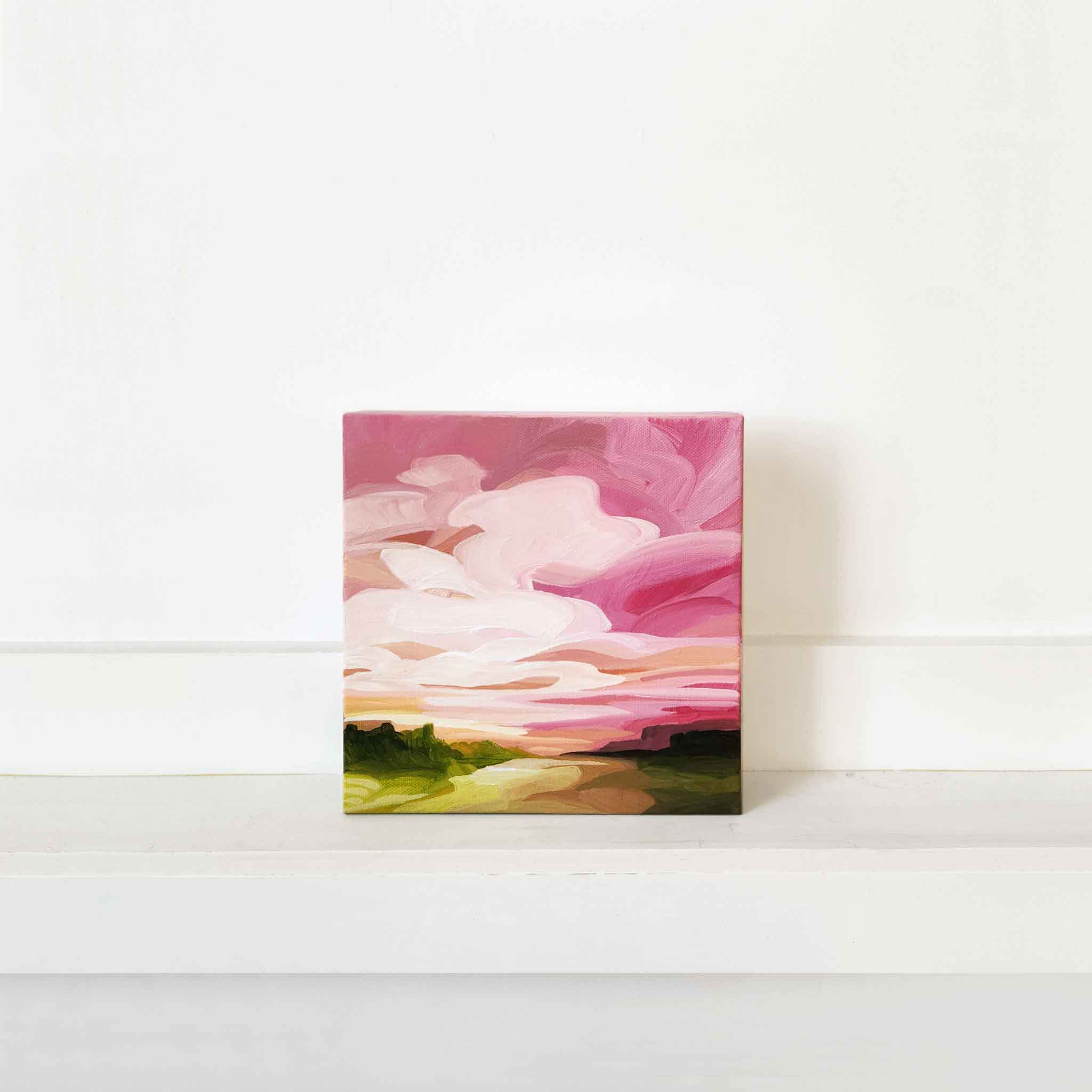 small abstract landscape artwork of a pink and peach abstract sky