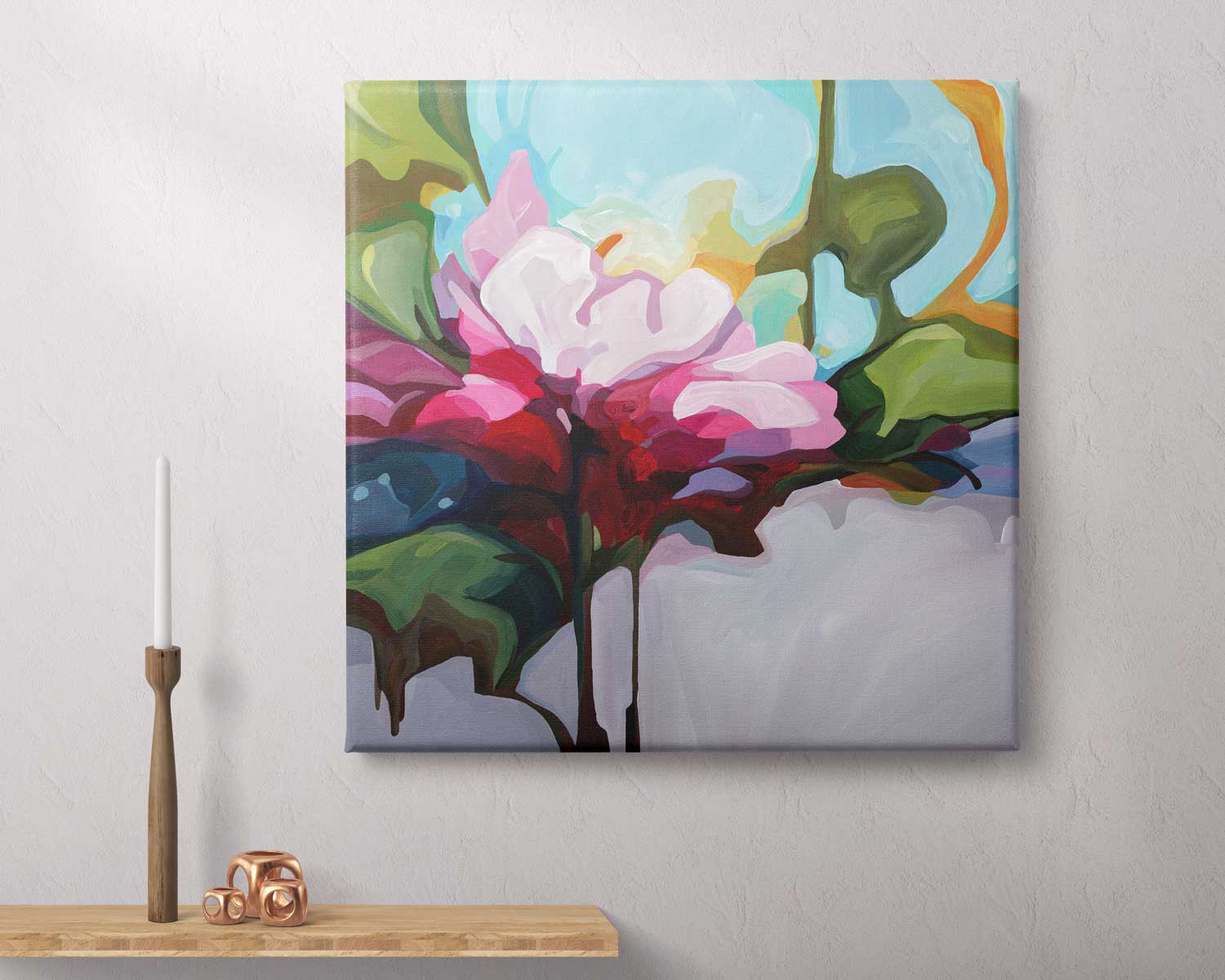 canvas art print of a contemporary flower painting