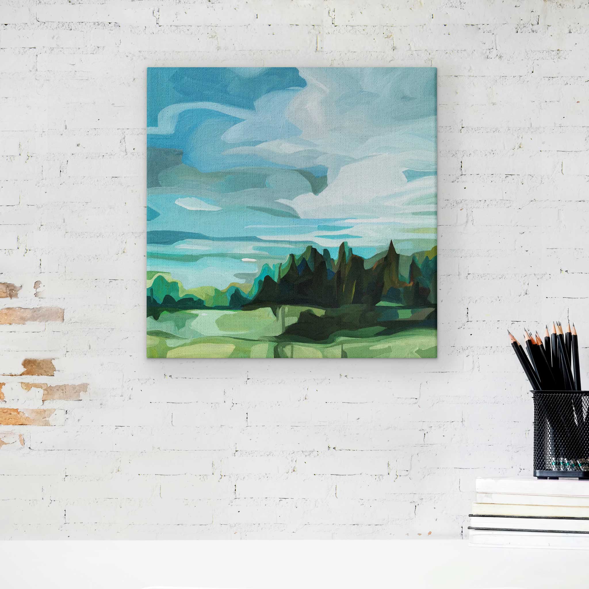 Original abstract landscape paintings Lakelands 12-4 by Canadian abstract artist Susannah Bleasby