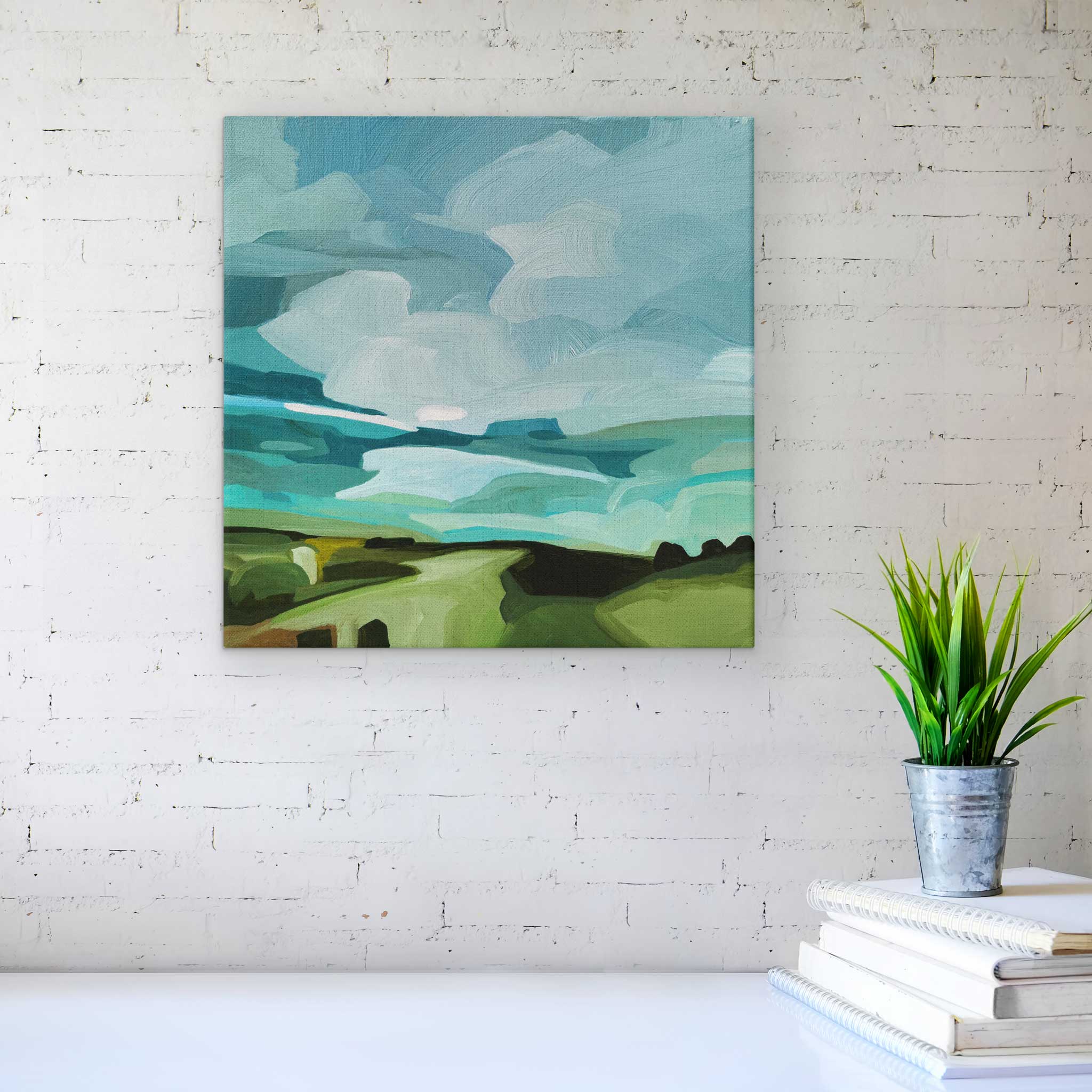 Original abstract landscape paintings Lakelands 12-7 by Canadian abstract artist Susannah Bleasby