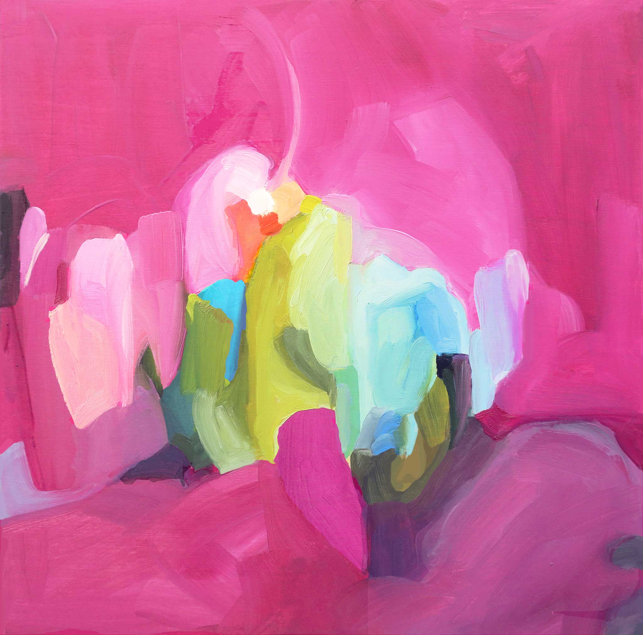 magenta abstract acrylic painting on canvas by Canadian artist Susannah Bleasby