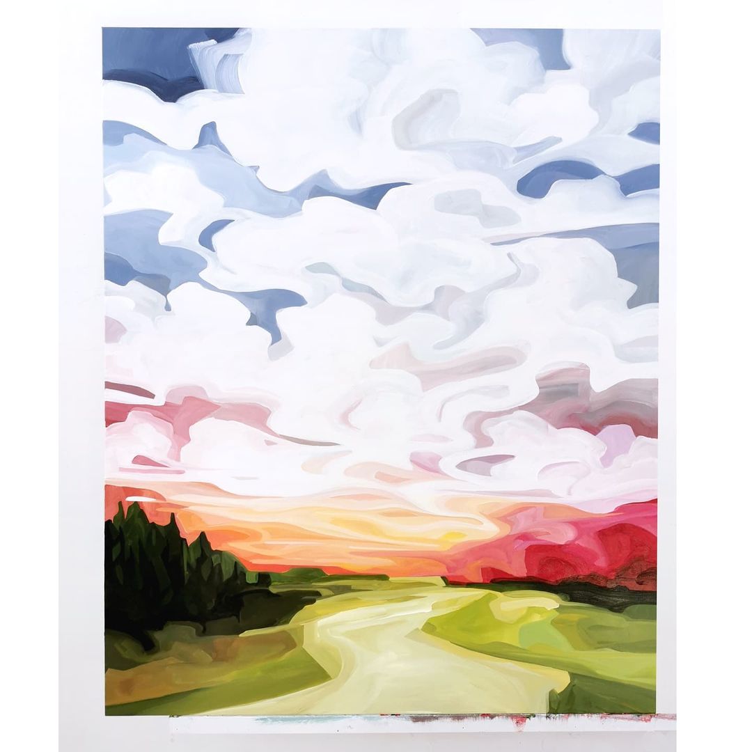 colorful morning sky painting by acrylic painting on canvas by Canadian artist Susannah Bleasby