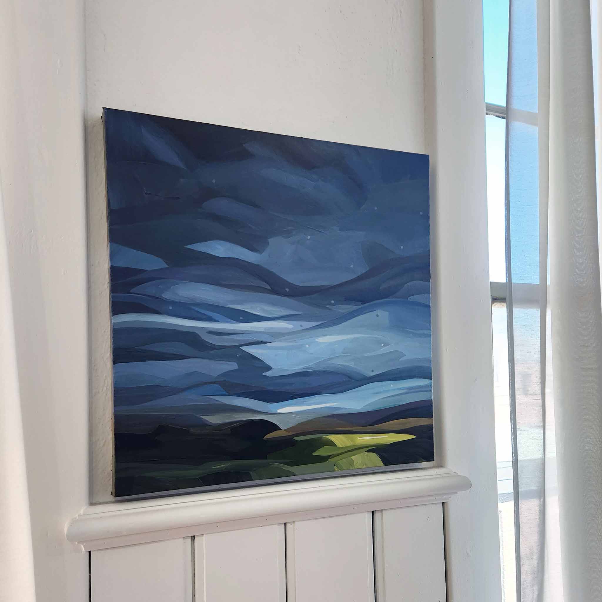 abstract dark blue sky painting