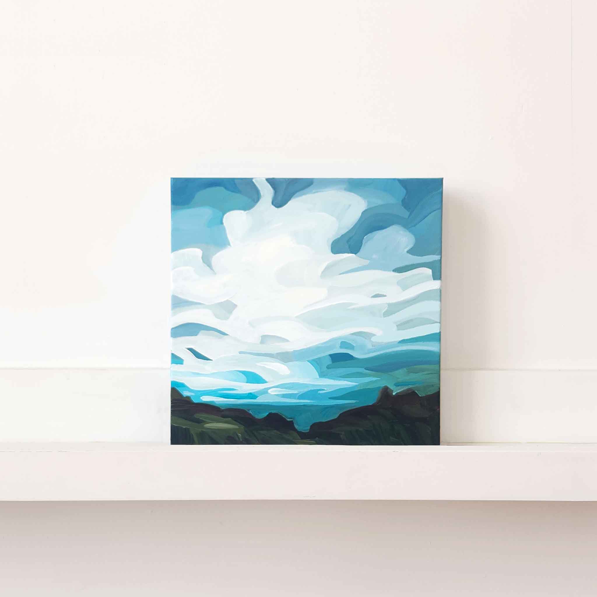 small abstract blue sky painting 10x10