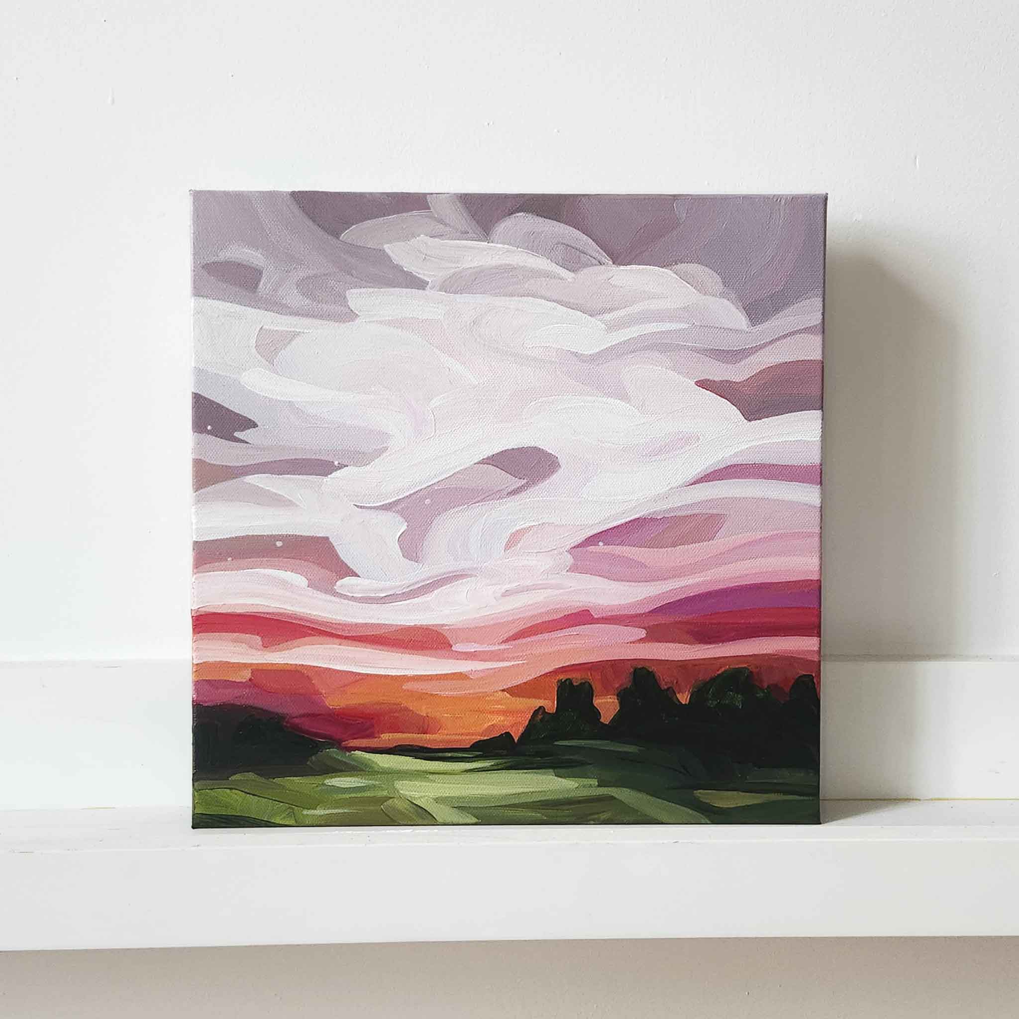 magenta horizon abstract sky painting