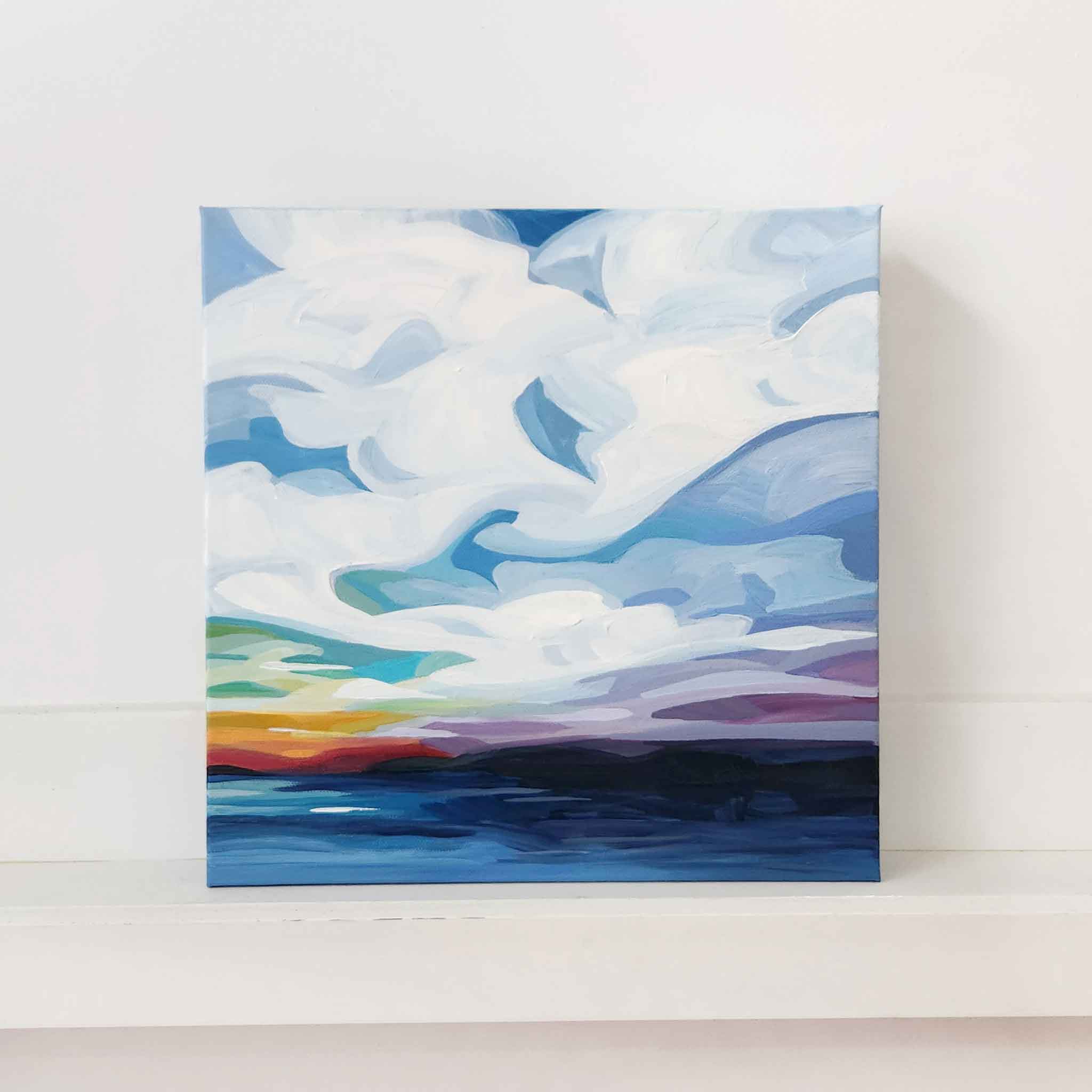 vibrant abstract sky painting with bright horizon