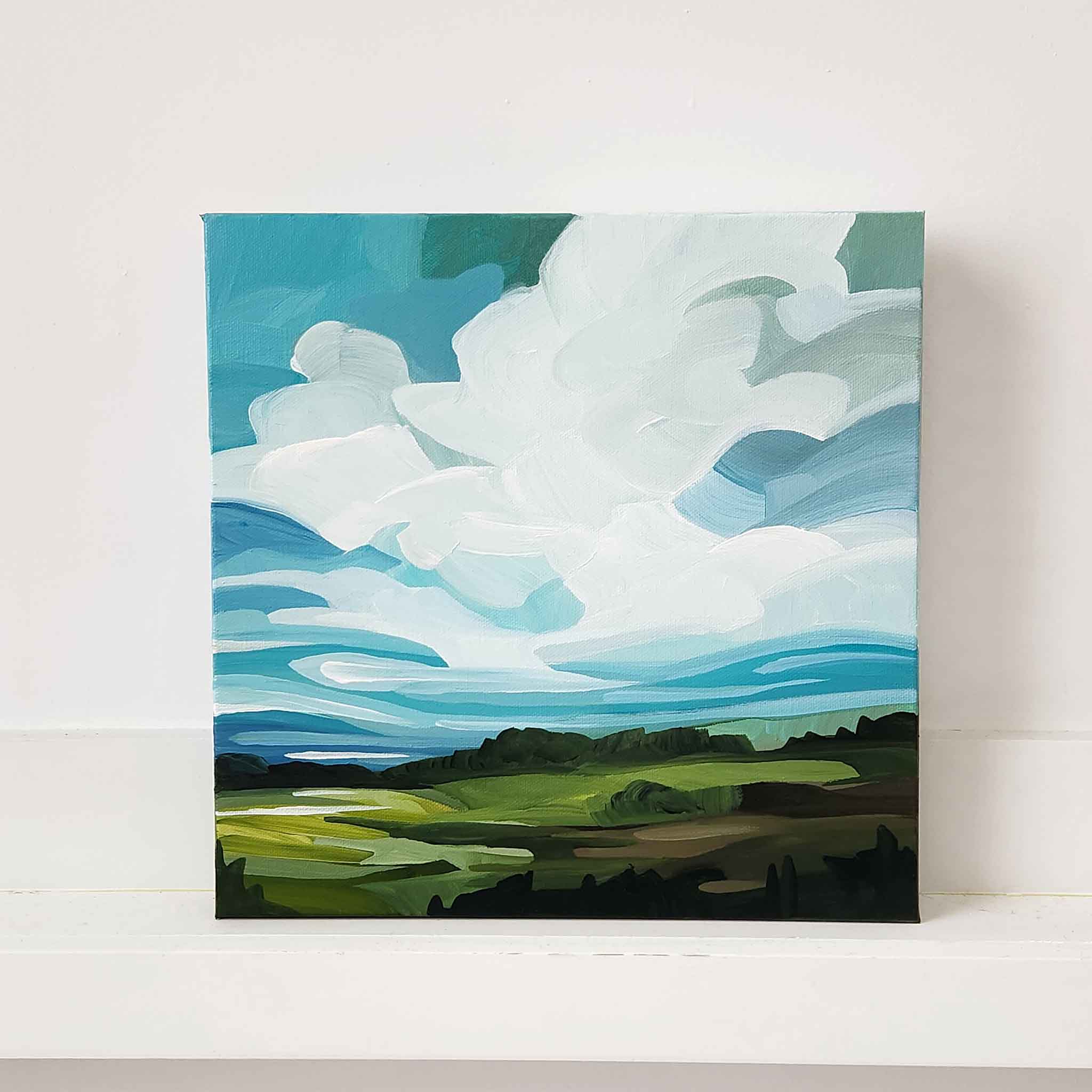 bright blue sky abstract landscape painting 12-3