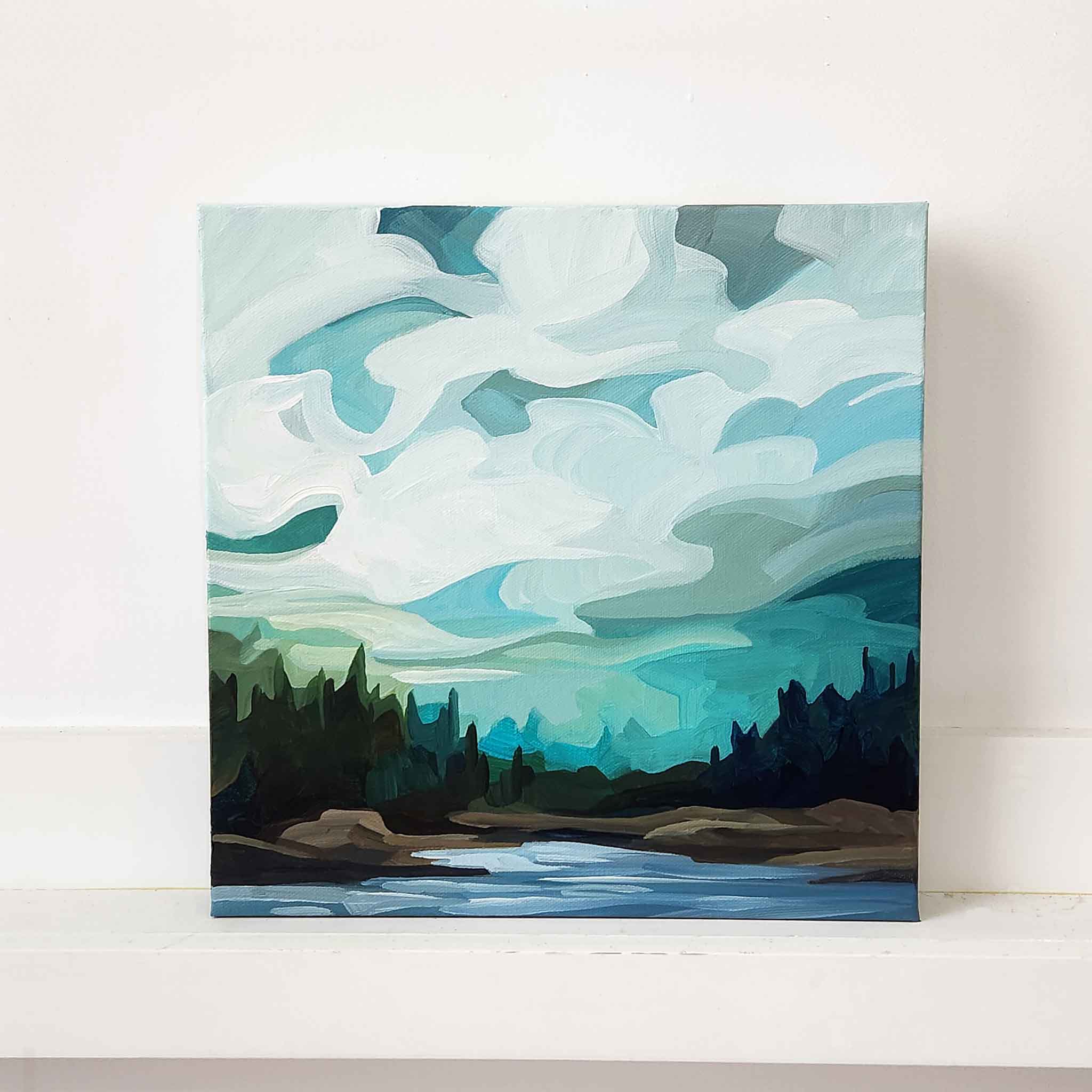 abstract forest lake painting