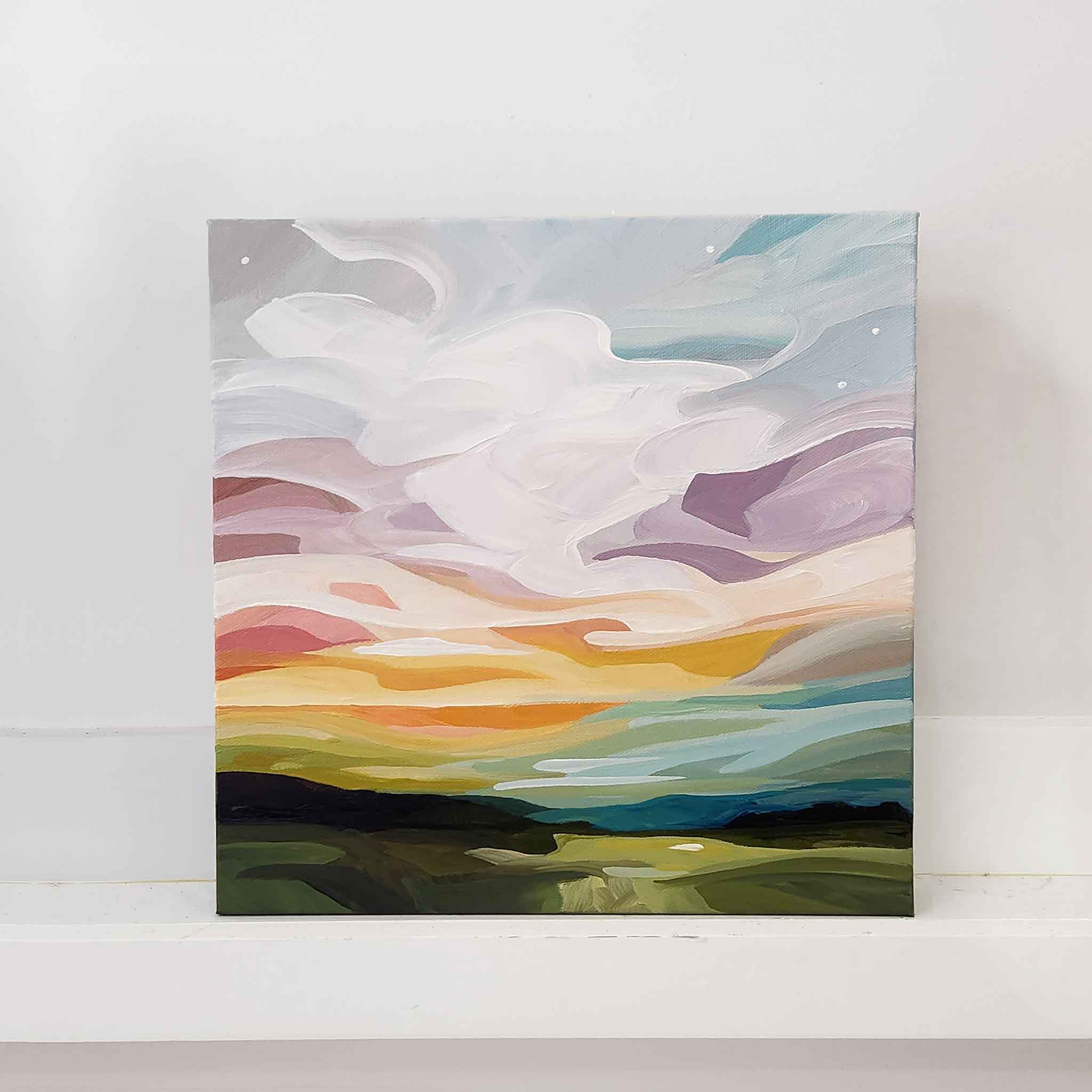 small colorful pastel cloudscape painting