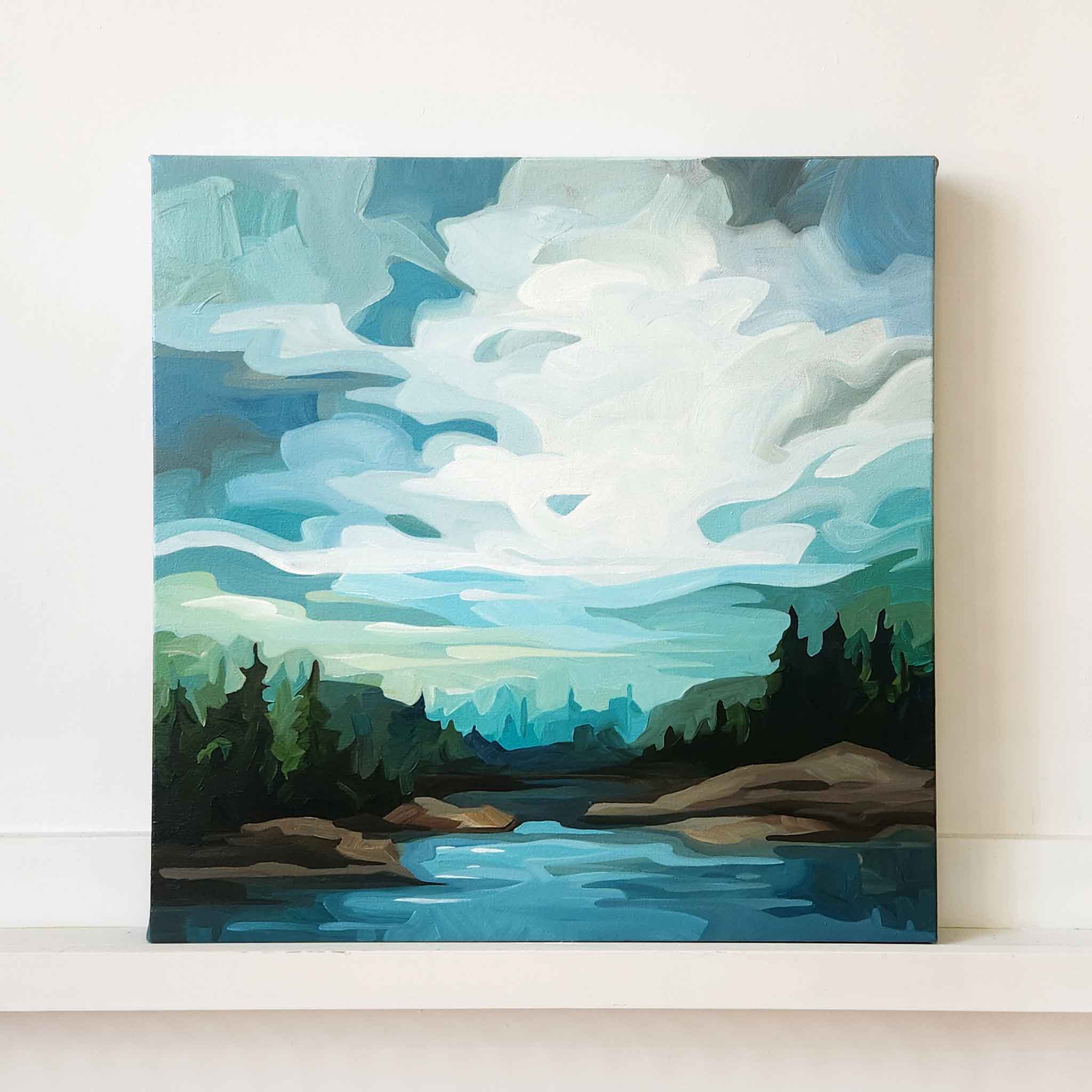 forest lake painting