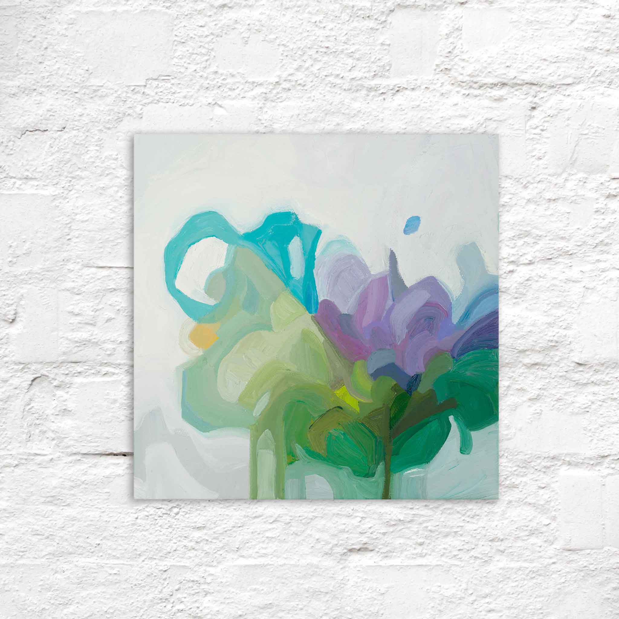 oil abstract paintings painted in turquoise mauve emerald green and light green