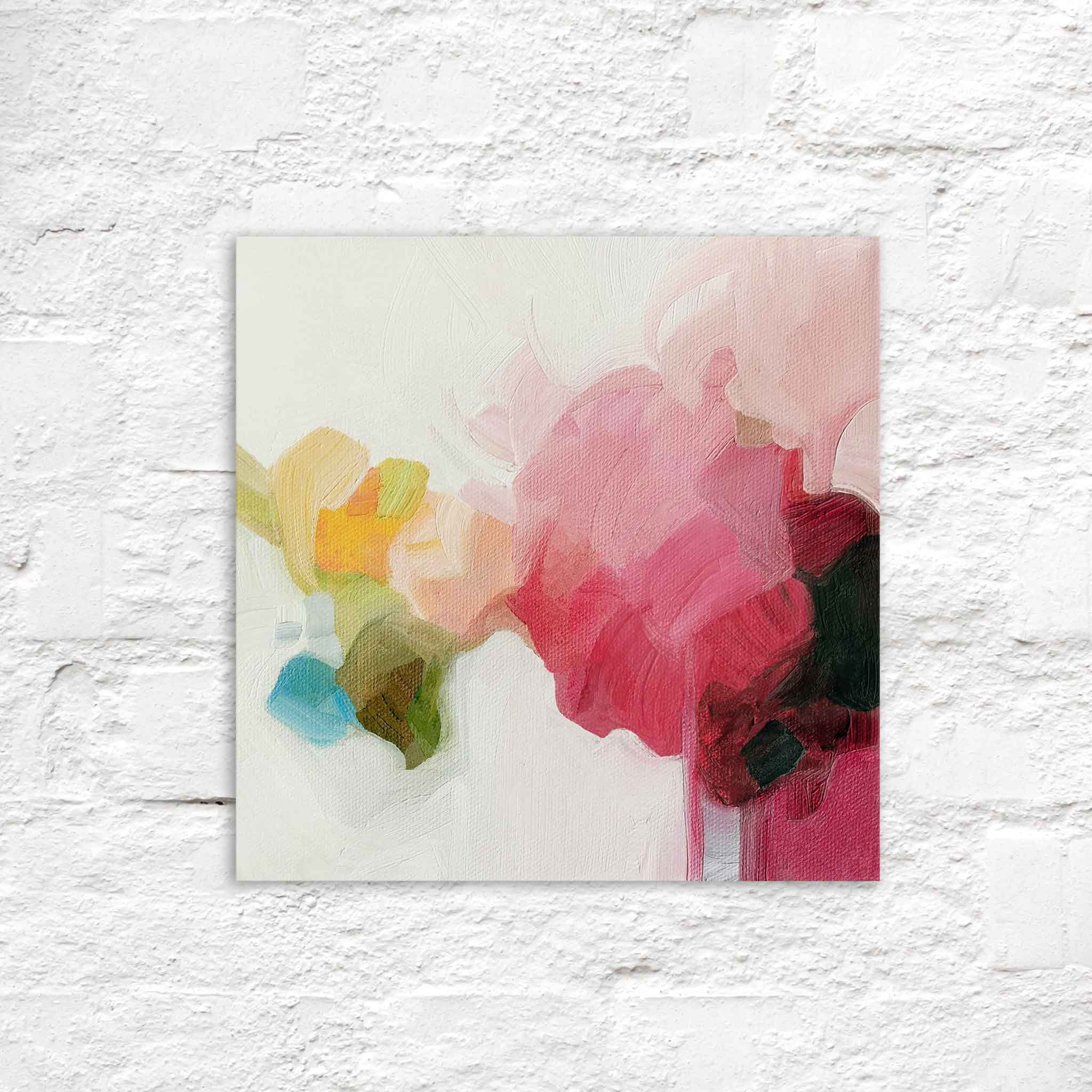 oil abstract paintings painted in pink magenta and red