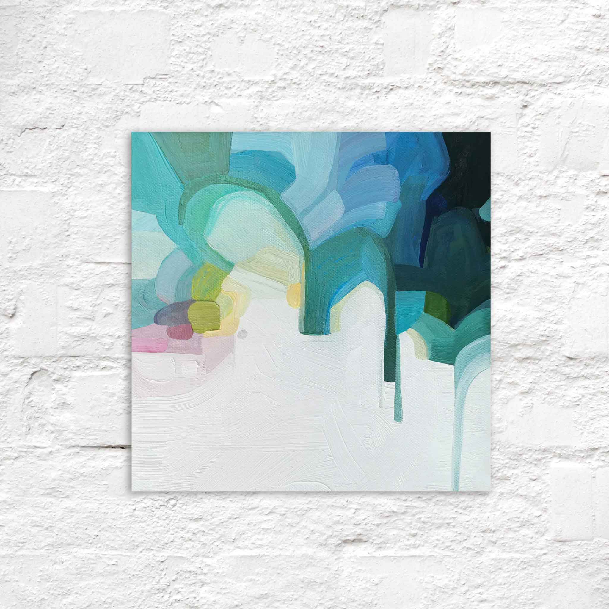 oil abstract paintings painted in turquoise green and light blue