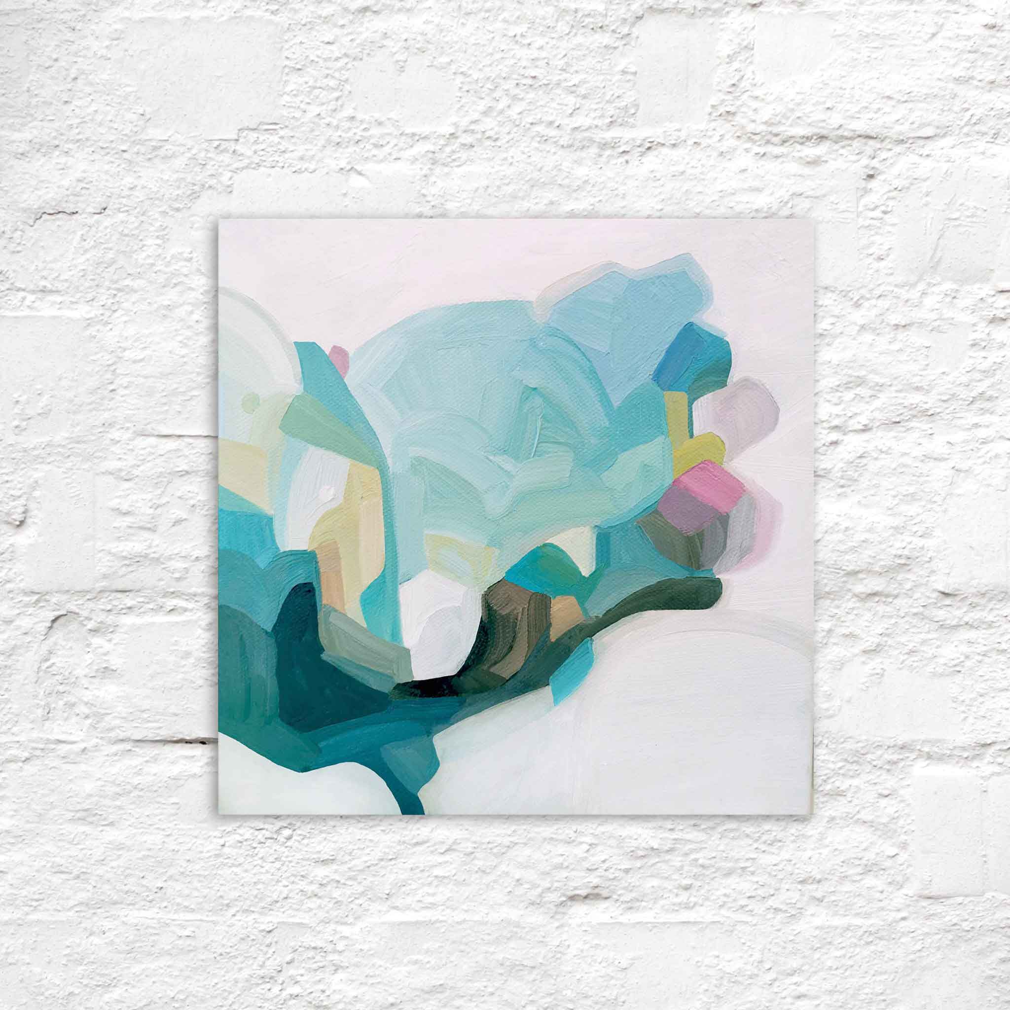 oil abstract paintings painted in light blue turquoise and green