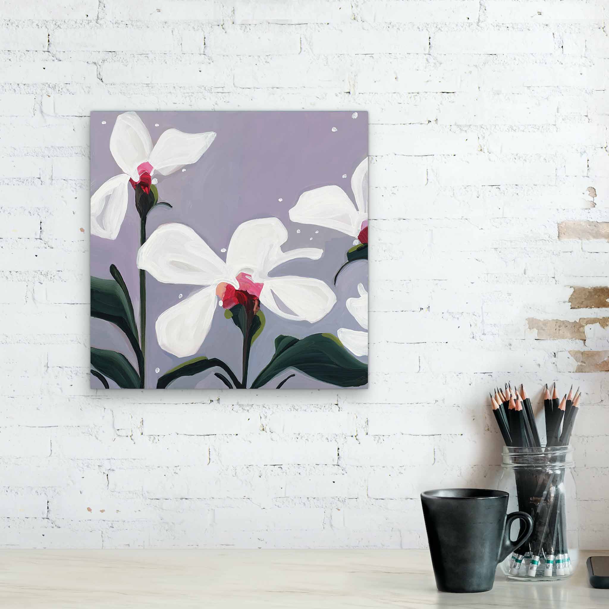 acrylic flower painting lavender
