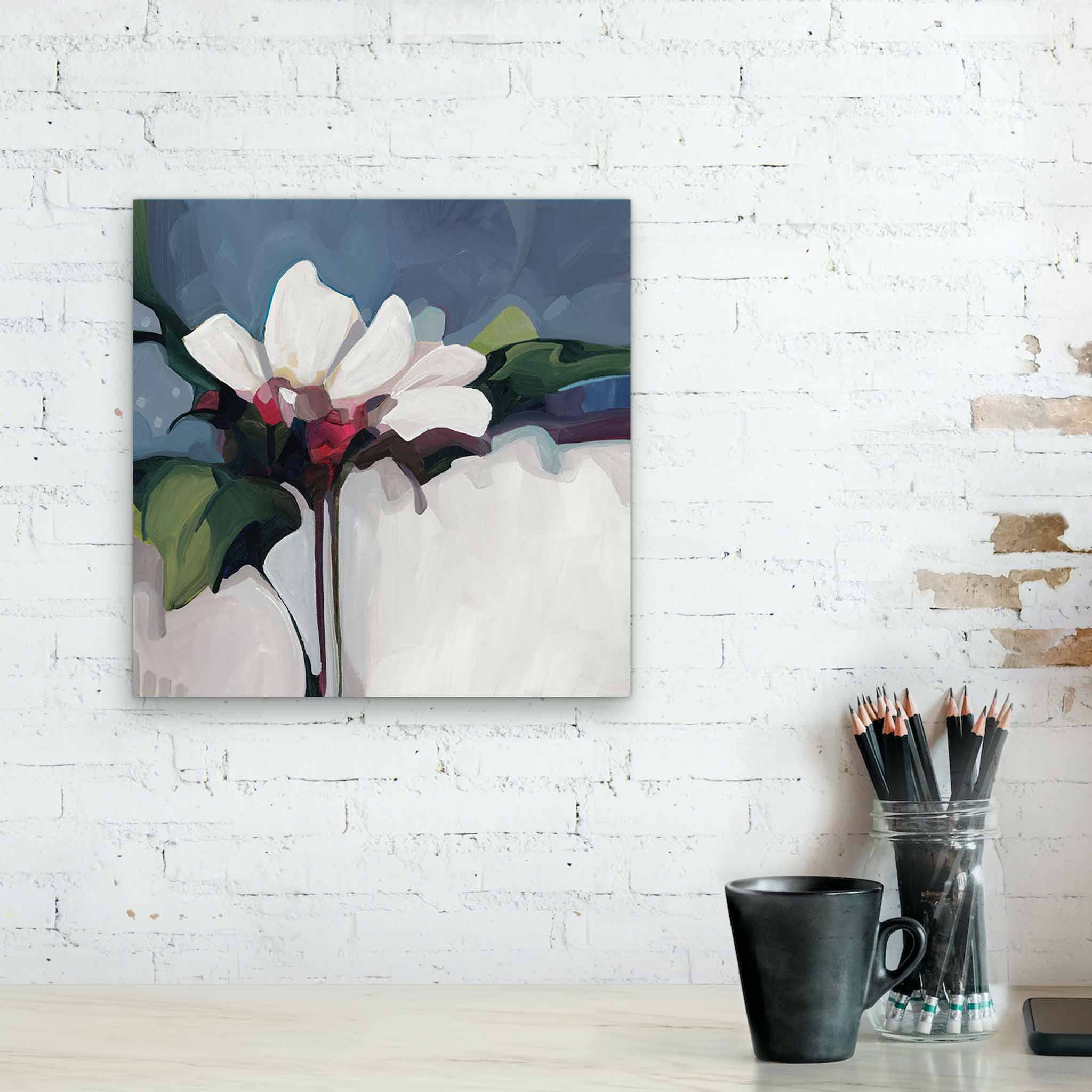 acrylic flower painting navy