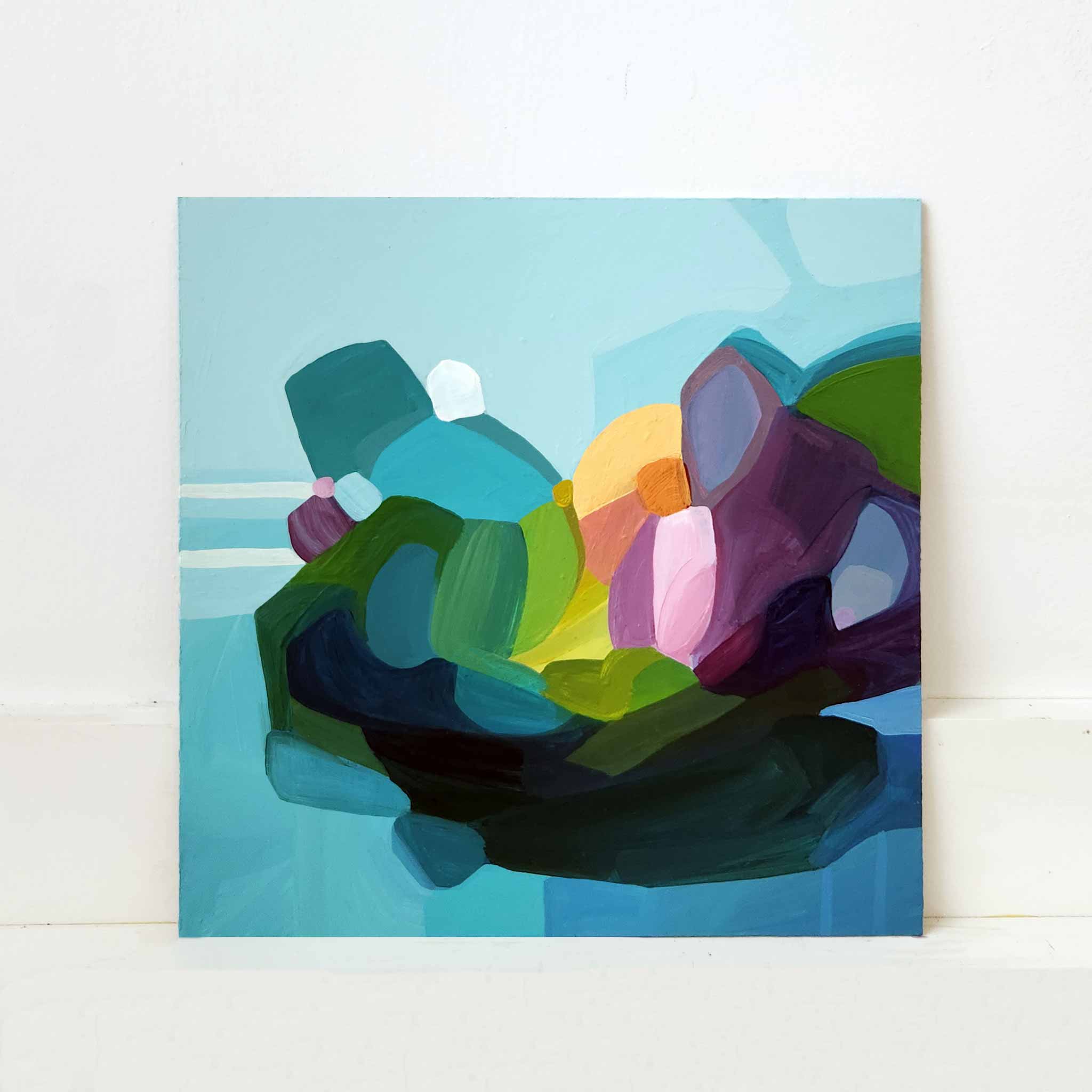 small bright blue abstract painting