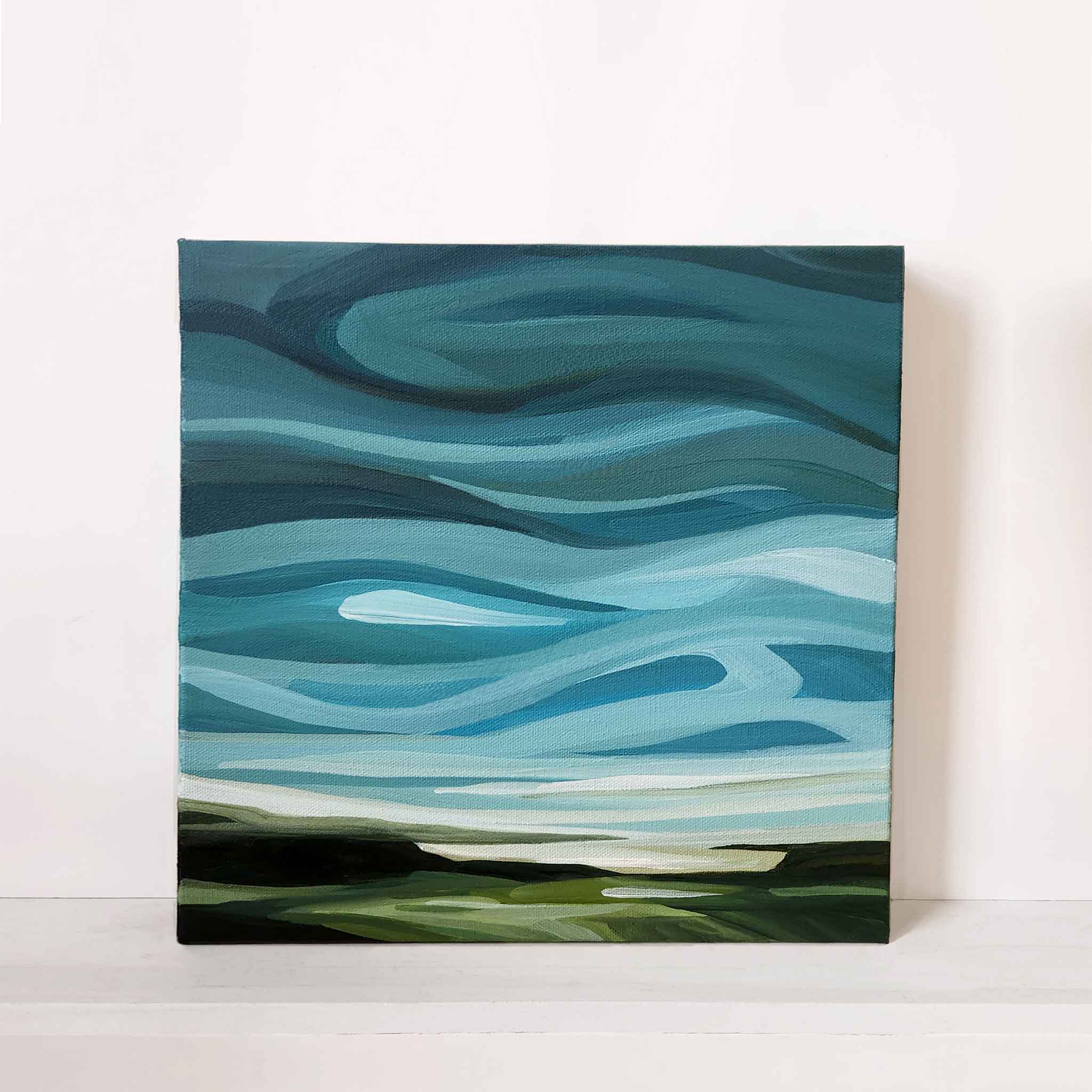 bright blue abstract sky painting 12-4