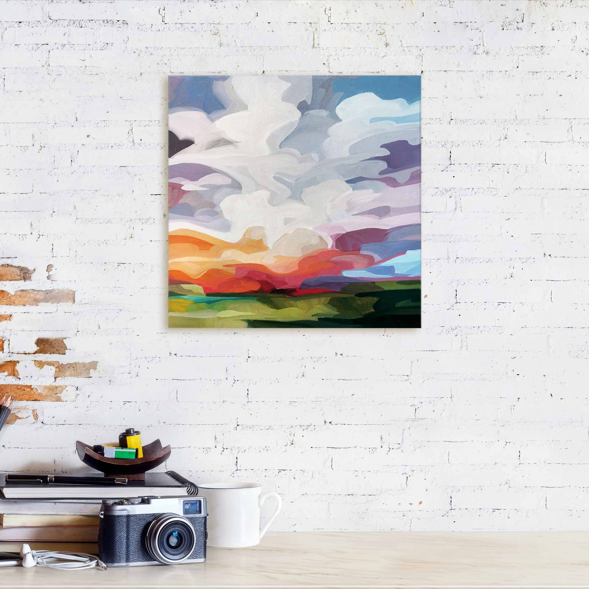 landscape acrylic paintings with abstract sky and colorful sunset painting on canvas