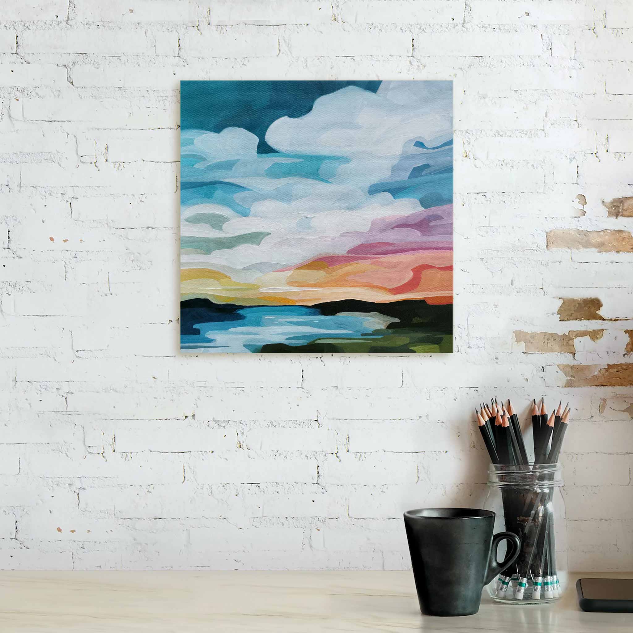 landscape acrylic paintings of bright summer sunset painting on canvas